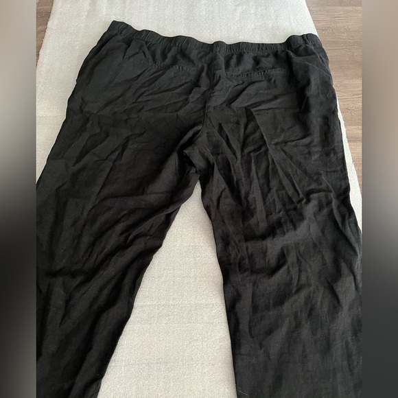[4XL]H&M Women Black Linen Viscose Blend Zipper Button Front Closure Ankle Pants - Picture 10 of 11